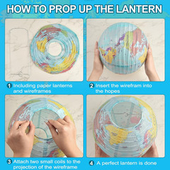 10 Pieces World Map Paper Lanterns 10 Inch Paper Globes Lanterns Map Classroom L