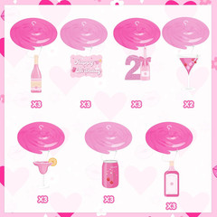 21St Birthday Hanging Swirls Decorations, Pink Champagne Wine Bottle 21St Birthd