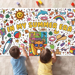 Summer Giant Coloring Poster/Tablecloth – Summer Toys | 30 X 72 Inches Jumbo Col