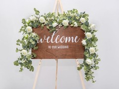 6FT Artificial Eucalyptus Garland with Flowers, 10 White Roses Baby Breath