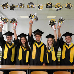 Graduation Decorations 2026 32Pcs Black Gold Graduation Table Decorations Center