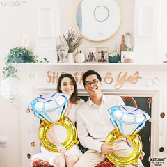2Pcs Diamond Ring Balloons – 26 Inch | Wedding Ring Balloon for Bridal Shower De