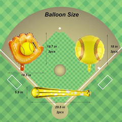 8pcs Softball Party Decorations – 18inch Baseball Balloons – Softball Foil Ballo
