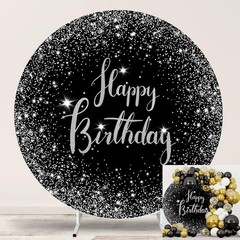 Happy Birthday Glitter Stars Diamonds – Round Backdrop 7.2ft
