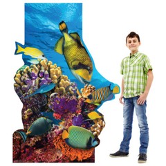 CORAL REEF WITH TROPICAL FISH 5′ 7″ Tall CARDBOARD CUTOUT Standup Standee