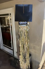 Graduation Party Decoration Set: Tablecloth, Balloons, Danglers ++ Black & Gold