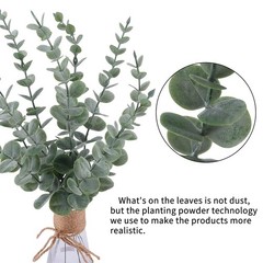 CEWOR 24pcs Eucalyptus Stems Artificial Leaves 24 pcs, Grey Green
