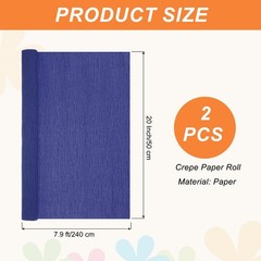 Dark Blue Crepe Paper Roll 2 Pack 7.9ft x 20 Inch for Party Streamers