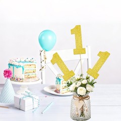 Gold Glitter Number 1 Centerpiece Sticks 1st Birthday Table Toppers 12 PCS