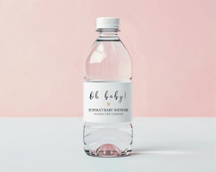 Oh Baby Water Bottle Label, Minimalist Baby Shower Water Labels – Golden Heart