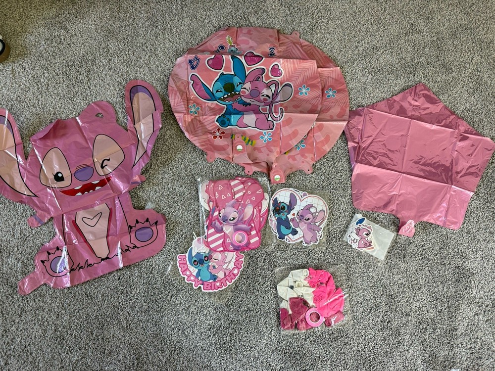 Lilo & Stitch Angel Pink Themed Birthday Party Decorations Balloons/cake Topper