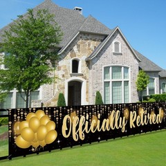 Officially Retired Banner Decorations, Large Happy Retirement Party Décor Sup…