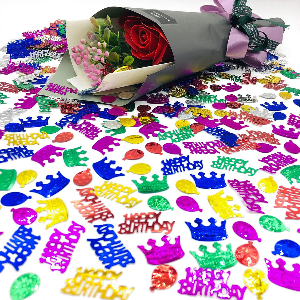 Happy Birthday Confetti-Foil Sprinkles Multicolor Sequins, Metallic for Birthday