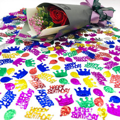 Happy Birthday Confetti-Foil Sprinkles Multicolor Sequins, Metallic for Birthday