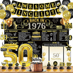 50Th Birthday Decorations for Men Women, 32PCS Back in 1976 Birthday Party Suppl