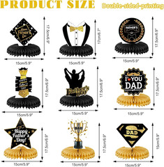 Father’S Day Decorations Honeycomb Centerpieces, Black and Gold Happy Father’S D