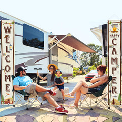 Camping Party Porch Banner Welcome Happy Camper Birthday Baby Shower Decor