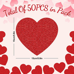 Red Glitter Heart Cutouts Valentine’S Day Paper Cut-Outs with 100Pcs Glue Points