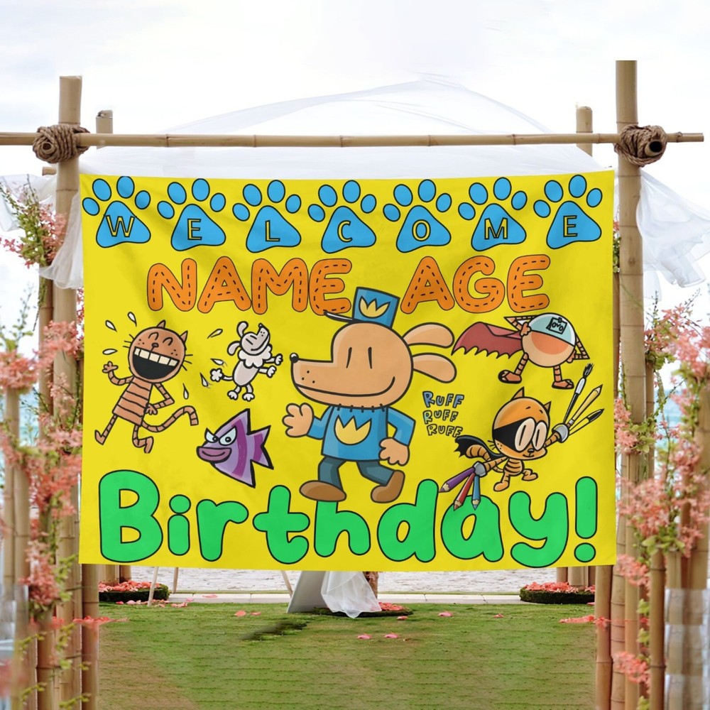 Personalize Dogman Birthday Party Banner Gift, Dog Man Party Supplies