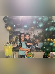 Dinosaur back drop and party supplies