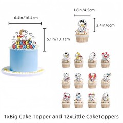 Cute Snoopy Theme Birthday Party Supplies Set Balloon Banner Cake Toppers