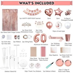 Rose Gold 60th Birthday Party Decorations Kit for Women 25 Guests