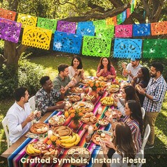 Lightweight 9-Piece Floral Papel Picado Banner – Perfect for Home Celebrations