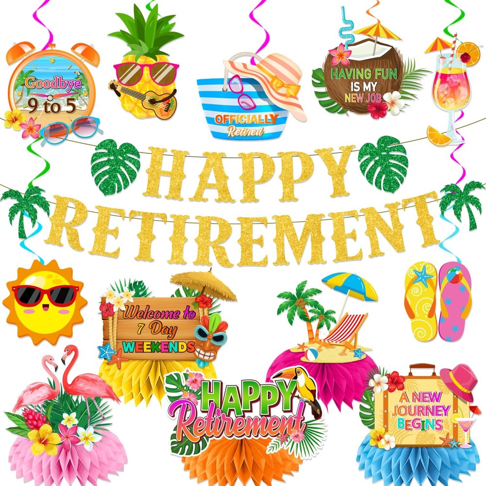 Beach Retirement Party Decorations, Aloha Retire Party Decorations includes H…