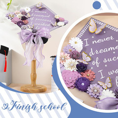 MotiMind 46 Pcs DIY Graduation Cap Decorations Kit Included Paper Flowers, 3D Bu