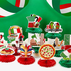 12 Pcs Italian Themed Party Decorations Honeycomb Centerpieces, BUON Compleanno
