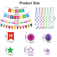 Birthday Decorations Colorful Happy Banner Paper Colorful,