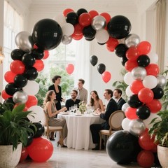 412Pcs Red Black and White Balloon Garland Arch Kit,18 12 10 5 Inch Different…