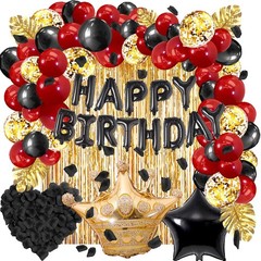 Toylin Red and Black Birthday Decorations Party Supplies Set,Black Gold Confe…
