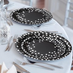 High-Quality Disposable Black and Silver Party Set – Easy Cleanup for 24 Guests