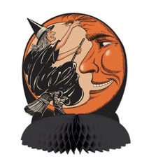 Halloween Witch Moon Centerpiece 10″ Paper Party Decorations Vintage Beistle