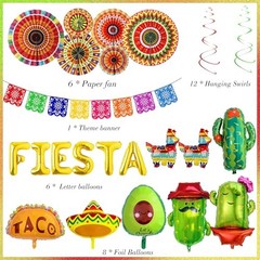 Mexican Party Decorations Fiesta Ballons – 23 Pcs Balloons Multicoloured Papar