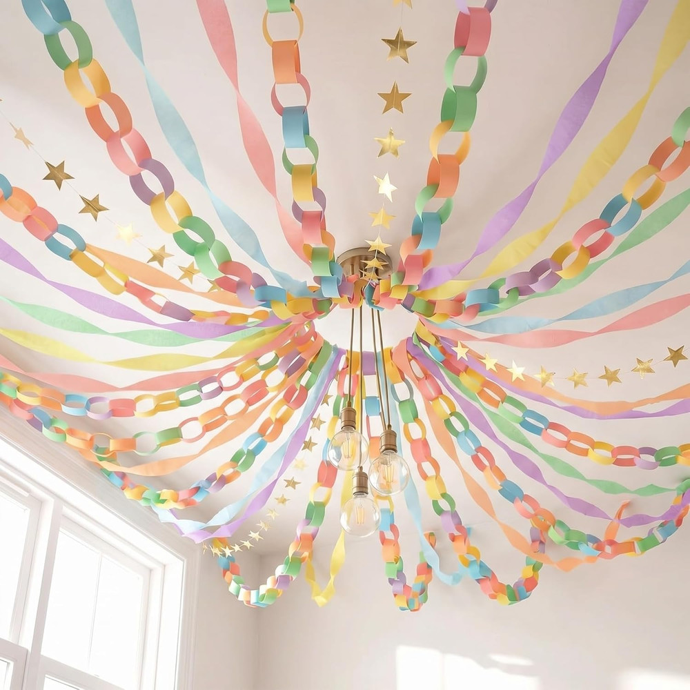Pastel Party Decorations 492Ft Pastel Crepe Streamers 600 Sheet Paper Strips Cha
