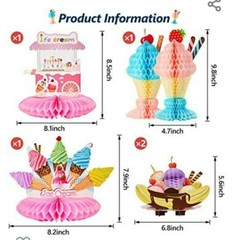 Ice Cream Birthday Party 6 Pieces Decoration Table Centerpiece TISSUE SUNDAE