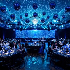 16″ Disco Ball Large Mirror Ball Glass Tiles for Wedding DJ Stage Event Blue