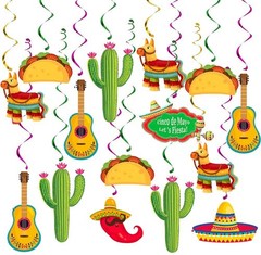 Mexican Fiesta Hanging Swirl Decorations Cinco De Mayo Supplies 30 PCS