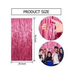 3 Pack Pink Backdrop Birthday Party Decorations Tinsel Foil Fringe Curtains B…