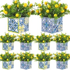 Giegxin Blue Tiles Lemon Table Centerpiece Decor Amalfi Small, Multi Color