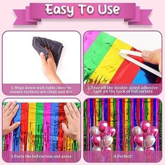 2 Pack 3.3×8.2 Feet Foil Fringe Backdrop 39.6″W x 98.4″L (Pack of 2) Rainbow