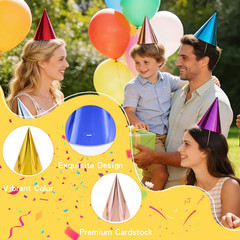 CANREVEL 28 PCS Pre-Assembled Party Hats for Adults, Party Supply for Party Deco