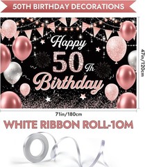 Elegant Pink 50th Birthday Banner – Cheerful Decor for Milestone Celebrations