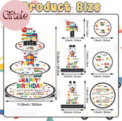 3 Tier Transportation Themed Cupcake Stand with Topper Train Birthday Decoration