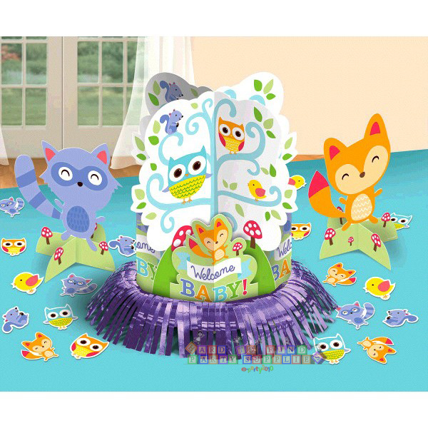 BABY SHOWER Woodland Welcome TABLE DECORATING KIT (23pc) ~ Party Supplies Blue