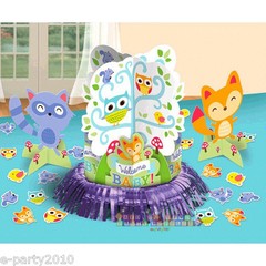 BABY SHOWER Woodland Welcome TABLE DECORATING KIT (23pc) ~ Party Supplies Blue
