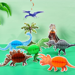 8 PCS Watercolor Dinosaur Party Honeycomb Centerpieces – Dinosaur Birthday Table