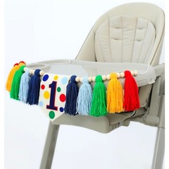 Colourful Rainbow Dot 1st High Chair Banner for Birthday Party Decoration